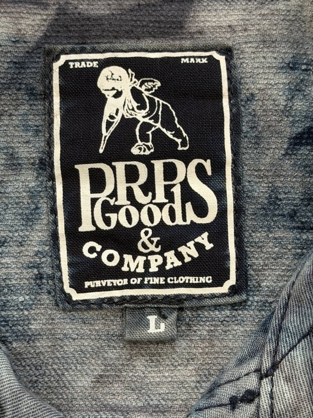 PRPS Goods & Co. Mens Size L Denim Shirt Indigo Tie-Dye Button-Up Cotton Blue - Picture 3 of 7